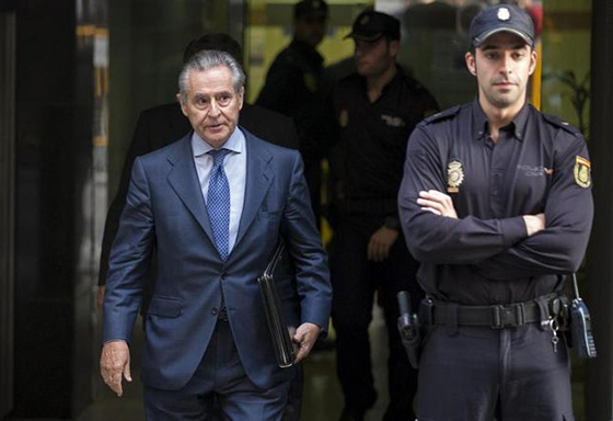 Blesa, former Caja Madrid chairman, leaves the High Court after being questioned by a judge investigating the alleged use of Caja Madrid credit cards for personal expenses in Madrid