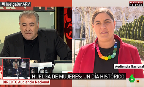 La periodista Loreto ochando llama a la huelga feminista y a las barricadas en la Sexta de Antonio García Ferreras en Al Rojo Vivo