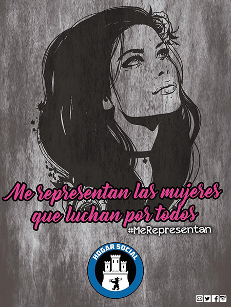 Hogar Social Madrid carteles sobre las mujeres y huelga radical feminista