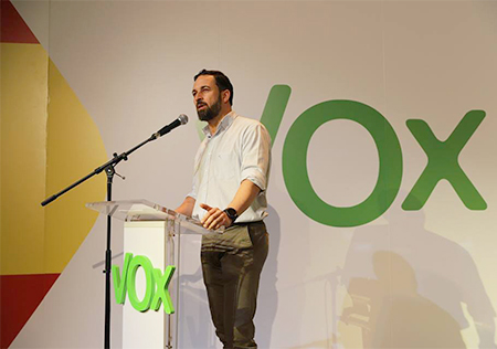 Santiago Abascal en el Acto Nacional de VOX tras ser elegido por tercera vez Presidente de VOX