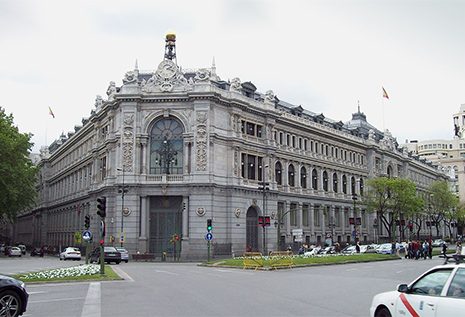 Banco de España. Edificio del banco de España en la ciudad de Madrid