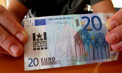 Billete de 20 euros marcado por los separatistas para internacionalizar el golpe contra España