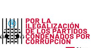 Falange Española de las JONS pide ilegalizar a los partidos políticos corruptos. Cartel de Falange Española sobre la corrupción