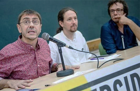 Juan Carlos Monedero, Pablo Iglesias y Kichi