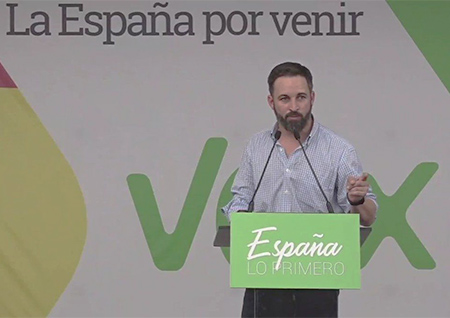 Santiago Abascal en un acto político de VOX