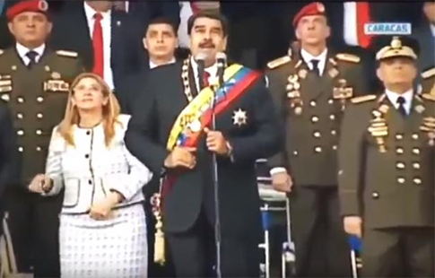 Nicolas Maduro en el supuesto atentado contra él