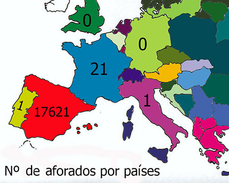 mapa del número de aforados por países