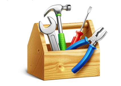 Caja de herramientas de trabajo: Martillo, destornillador...
