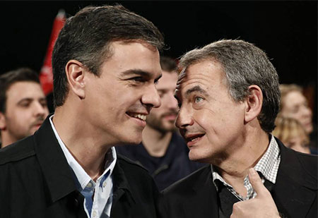 Pedro Sánchez junto a Zapatero en un acto del PSOE