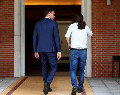 Pedro Sánchez y Pablo Iglesias en el Palacio de la Moncloa