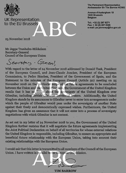 Documento de ABC sobre las negociaciones de Pedro Sánchez con Gibraltar