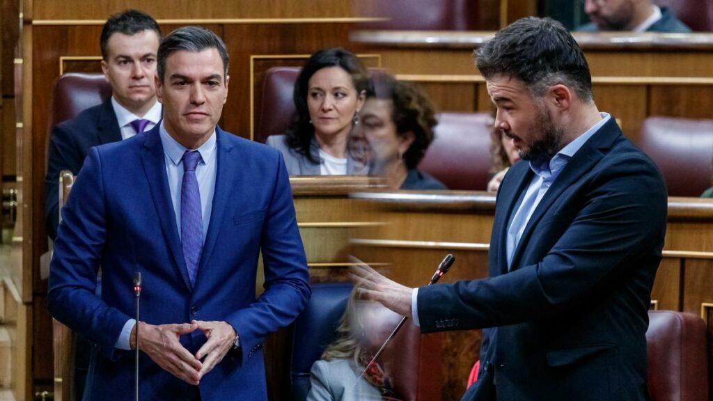 Pedro Sánchez y Gabriel Rufian en el Congreso de los Diputados