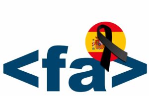 Logo de Falange Auténtica con la bandera de España de luto