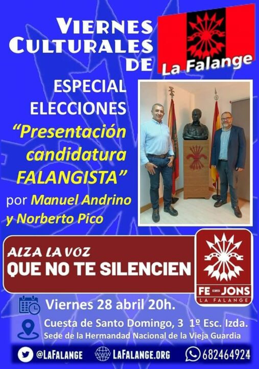 Presentación de las candidaturas falangistas en las elecciones autonómicas o municipales del 28 de mayo de 2023