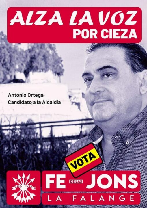 Antonio Ortega candidato a la alcaldía de Cieza (Murcia) Falange Española de las JONS elecciones municipales