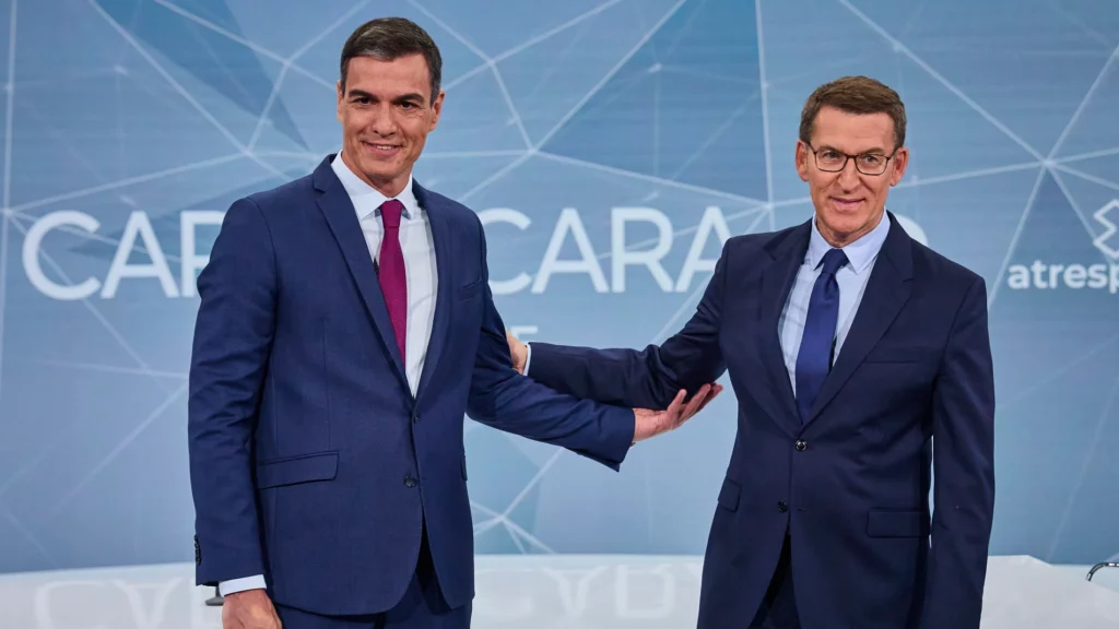 Pedro Sánchez y Feijóo en el debate de las elecciones generales del 23 de Julio