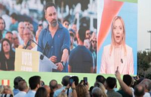 Santiago Abascal y Giorgia Meloni en Valencia mitin elecciones generales