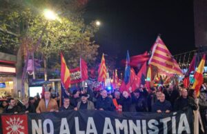 Los falangistas contra la amnistía del golpista Pedro Sánchez